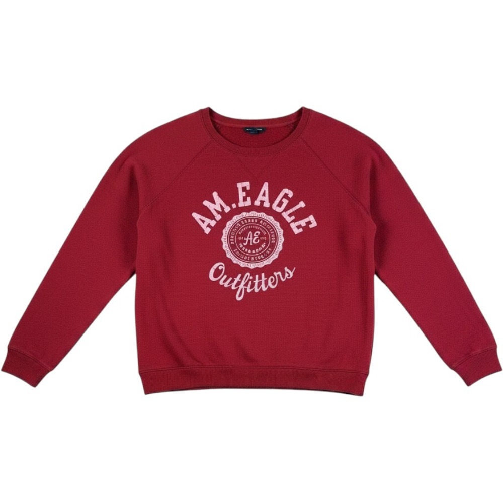 Y2K American Eagle Outfitters‎ Burgundy Red Graphic Crewneck Sweatshirt Large